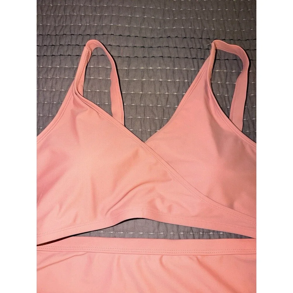 Kindred Bravely Maternity Nursing Crossover Bikini Top High Rise Bottom Set Sz L